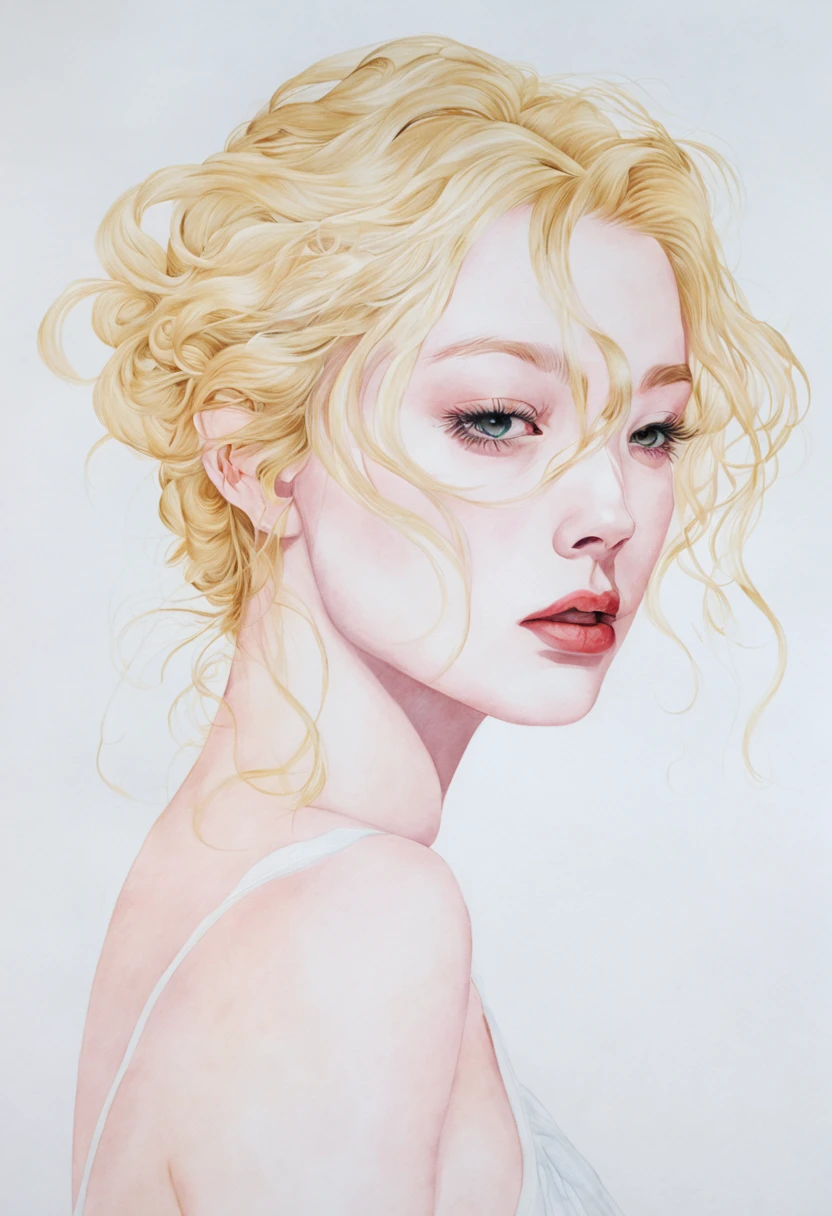 chiaroscuro technique on  illustration of an elegant oldies , wet hair, vintage, eerie, matte painting, by Hannah Dale, by Harumi Hironaka, extremely soft colors, vibrant, highly detailed, digital illustrations , high contrast, dramatic, refined, tonal, emotional expression, golden ratio