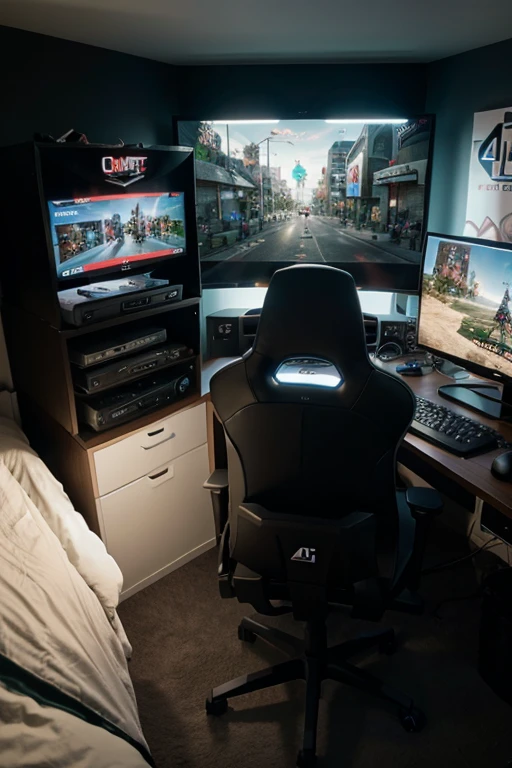 crie pra mim imagens de quarto gamer em 4k
