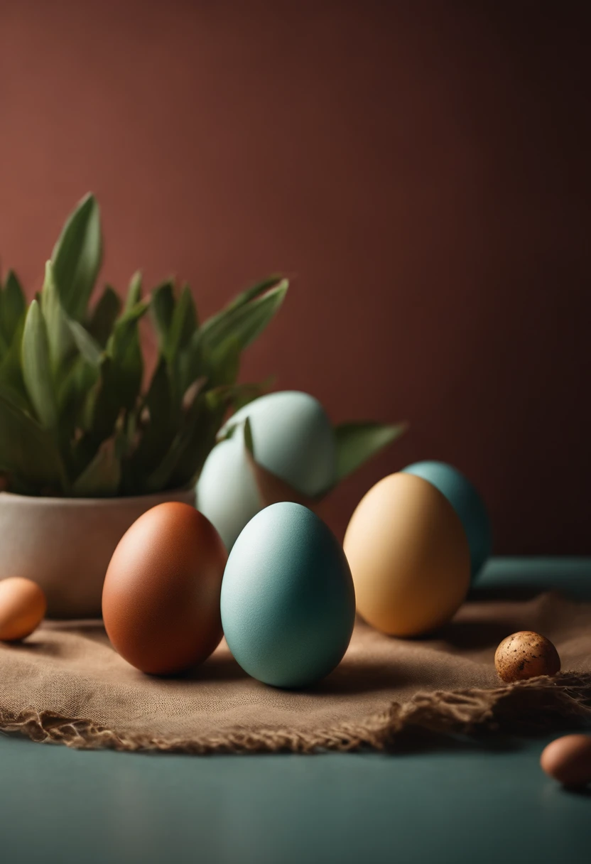 a minimalist shot of a bold, solid-colored background with a single, strategically placed Easter egg or decoration, creating a visually impactful and clean composition that highlights the simplicity and beauty of the Easter theme