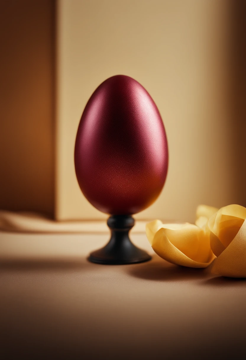 a minimalist shot of a bold, solid-colored background with a single, strategically placed Easter egg or decoration, creating a visually impactful and clean composition that highlights the simplicity and beauty of the Easter theme