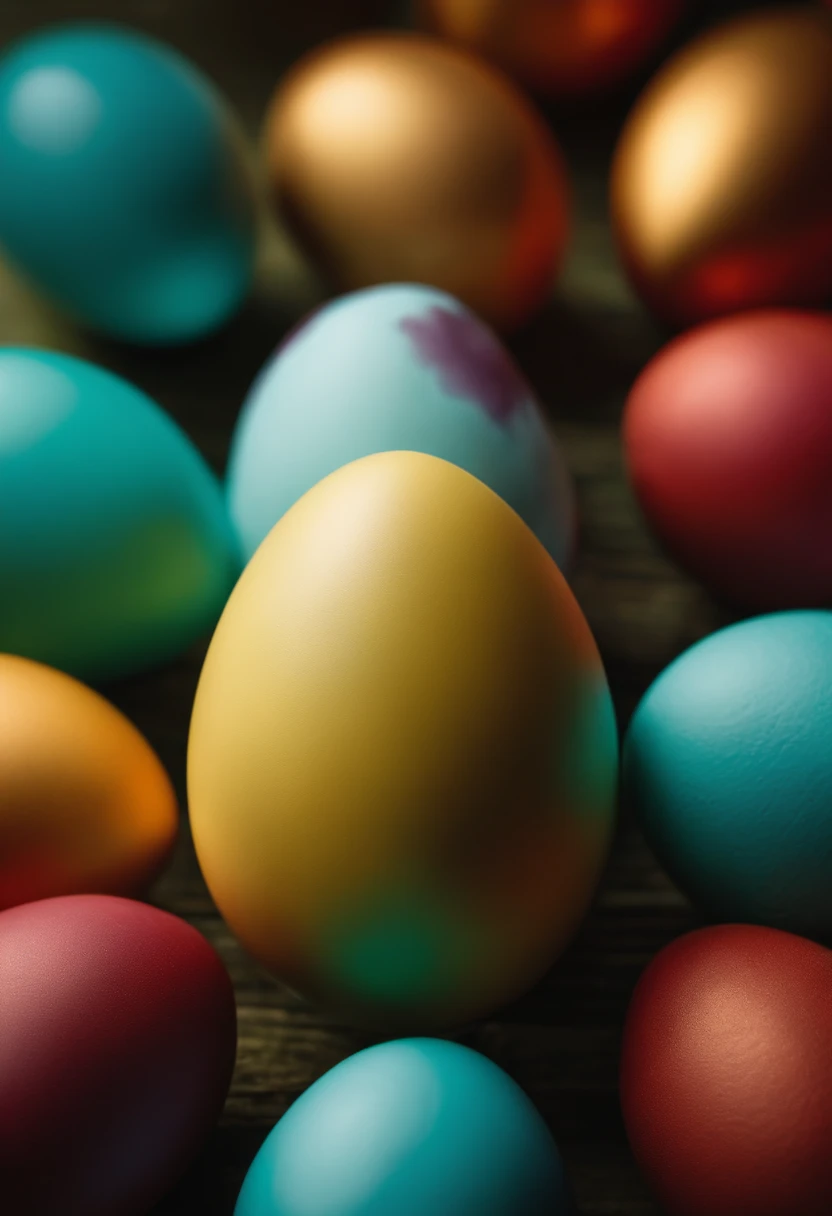 a minimalist shot of a bold, solid-colored background with a single, strategically placed Easter egg or decoration, creating a visually impactful and clean composition that highlights the simplicity and beauty of the Easter theme