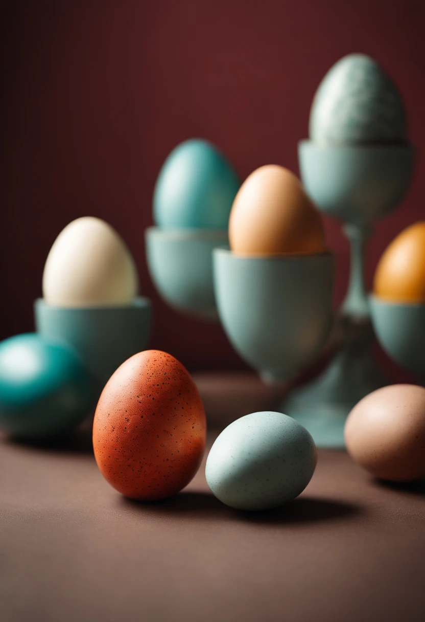 a minimalist shot of a bold, solid-colored background with a single, strategically placed Easter egg or decoration, creating a visually impactful and clean composition that highlights the simplicity and beauty of the Easter theme