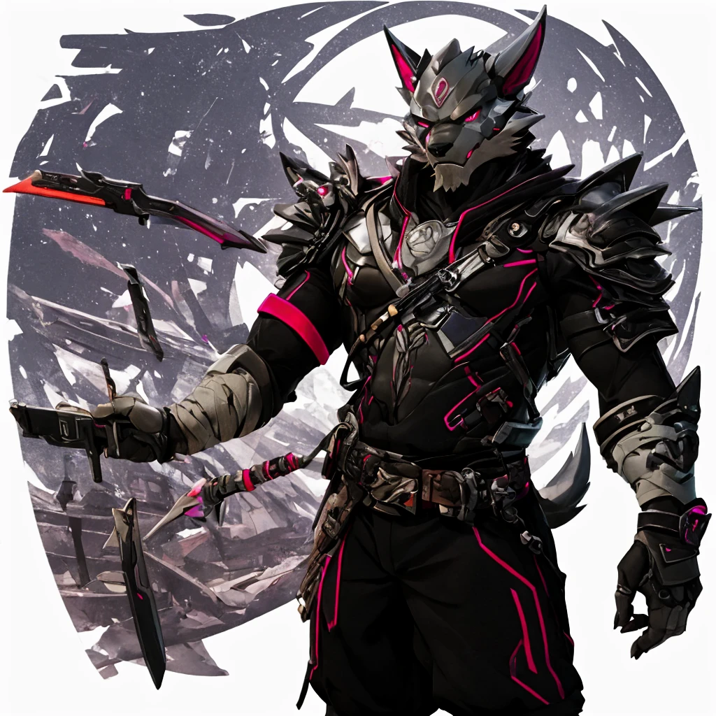 perssonage cyber punk，Epcot，Tech style，pessoa solo，corpo branco，orelhas brancas，cabelos brancos，Branco geral，Olhos amarelo-alaranjados，Cauda de lobo，Orcs lobo，jovem，Use uma camisa de manga curta，Tela ultraclara，linhas suaves