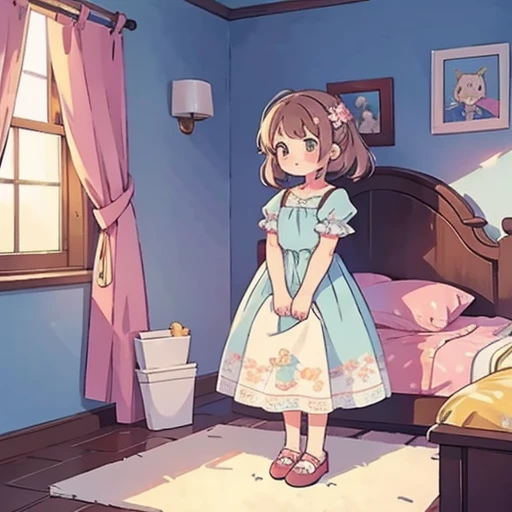 Beautiful girl, cute dress, bedroom