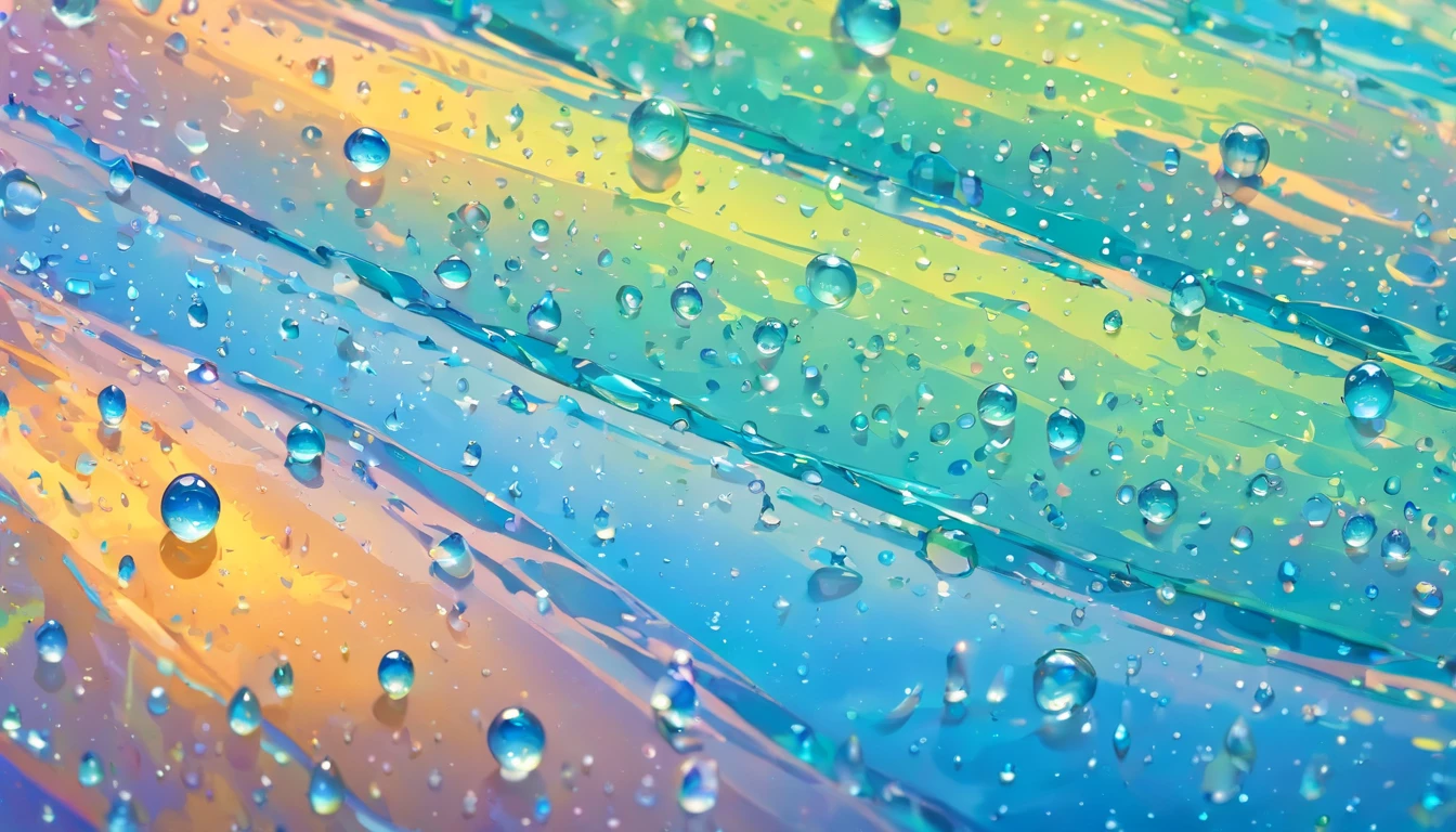 an abstract shot of water droplets on a vibrating surface, with multiple droplets creating unique and unpredictable patterns, showcasing the chaos and beauty that arises from the influence of vibration on water