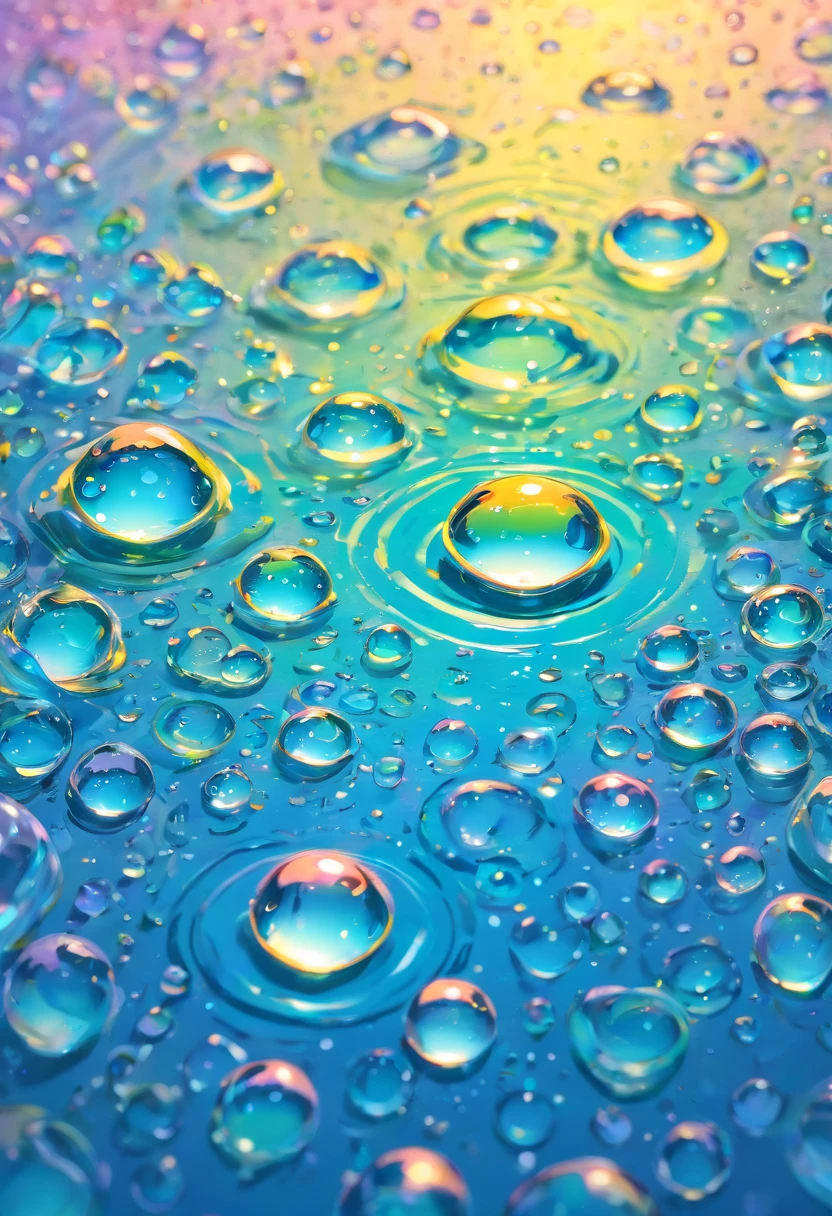 an abstract shot of water droplets on a vibrating surface, with multiple droplets creating unique and unpredictable patterns, showcasing the chaos and beauty that arises from the influence of vibration on water
