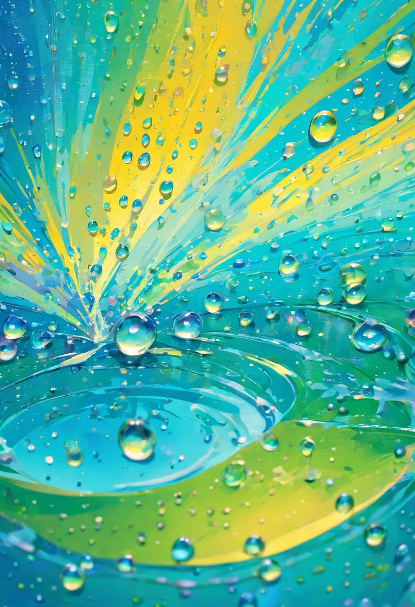 an abstract shot of water droplets on a vibrating surface, with multiple droplets creating unique and unpredictable patterns, showcasing the chaos and beauty that arises from the influence of vibration on water