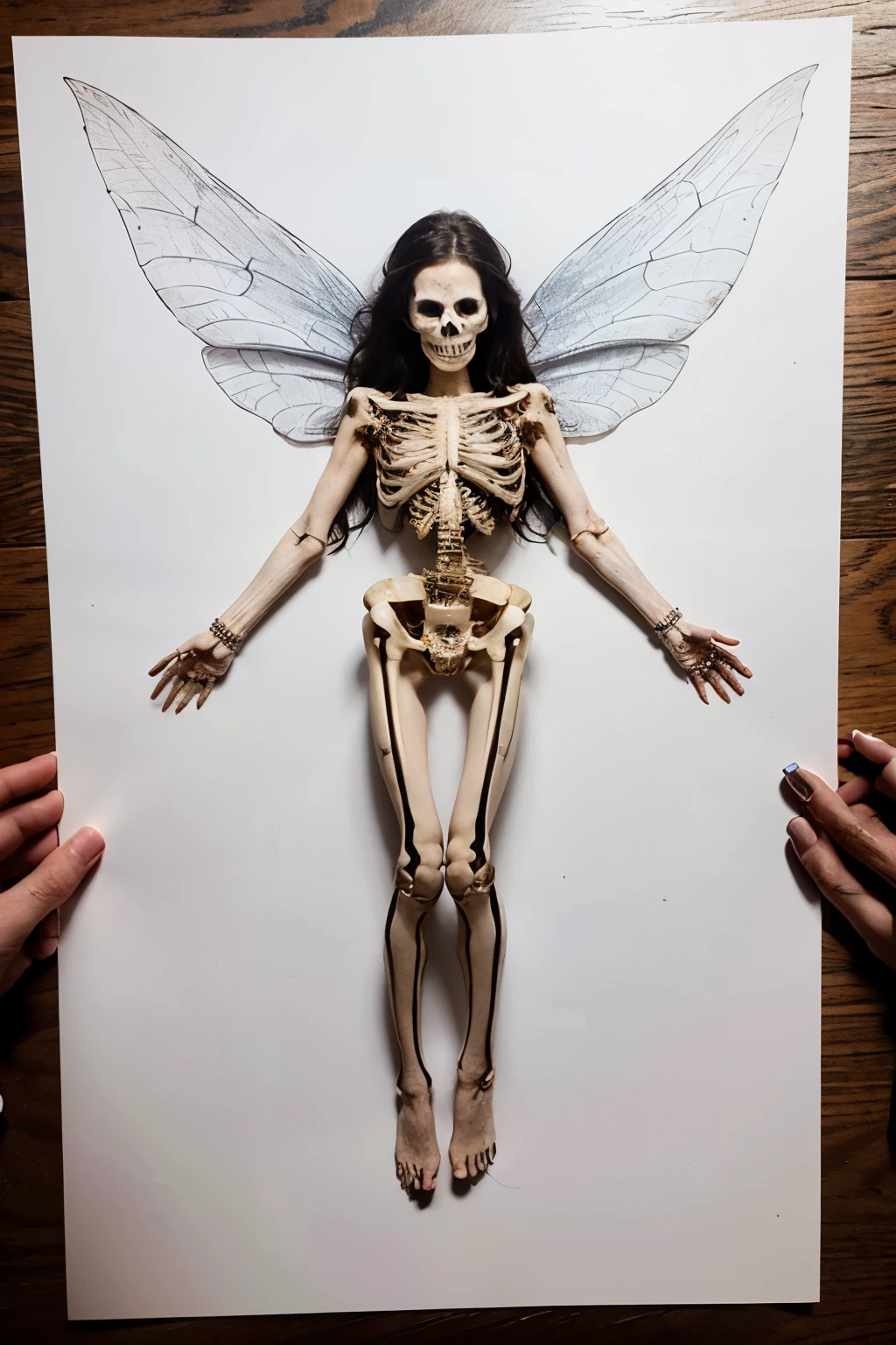 skeleton with fairy wings drawing