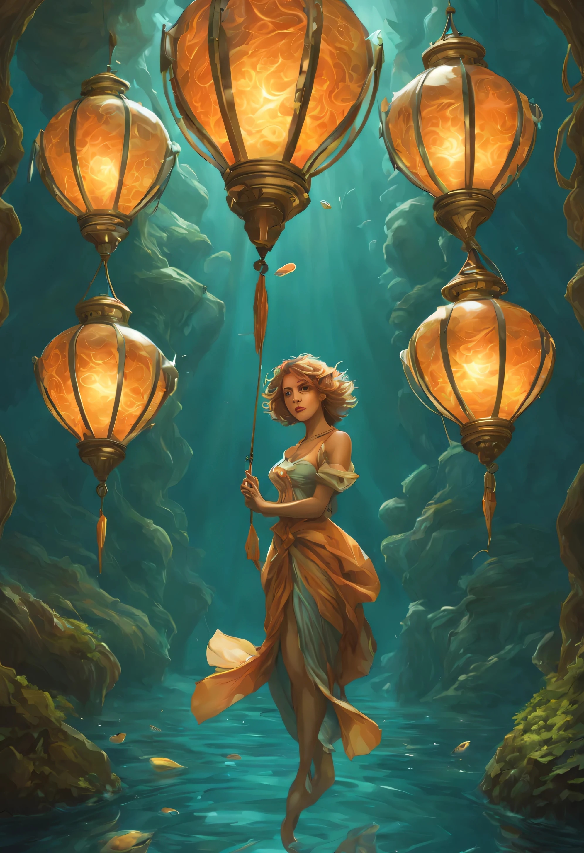a lantern fish lure in the abyss, absurdist, malamente, mathematics unifying science fiction, surreal, posing, an harmonic vacuum, smooth, sharp focus, highly detailed, dreamy, concept art, art by artgerm and greg rutkowski and alphonse mucha, kaleidoscope