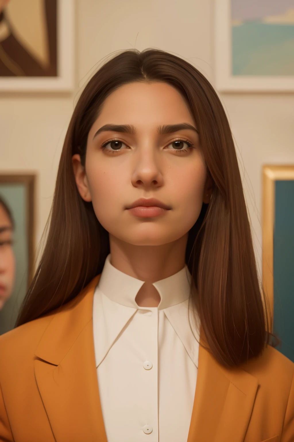 May 2023. Pensive Art Curator with a Distinctive Mole Above the Lip.
- Description: An art curator in their early 40s appears pensive, with a distinctive mole above the lip. This close-up portrait captures the sophistication of May art curation in a Wes Anderson gallery.