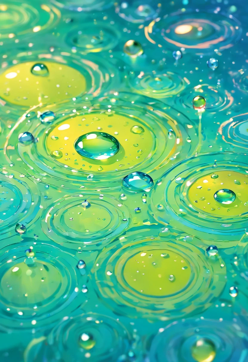 an abstract shot of water droplets on a vibrating surface, with multiple droplets creating unique and unpredictable patterns, showcasing the chaos and beauty that arises from the influence of vibration on water