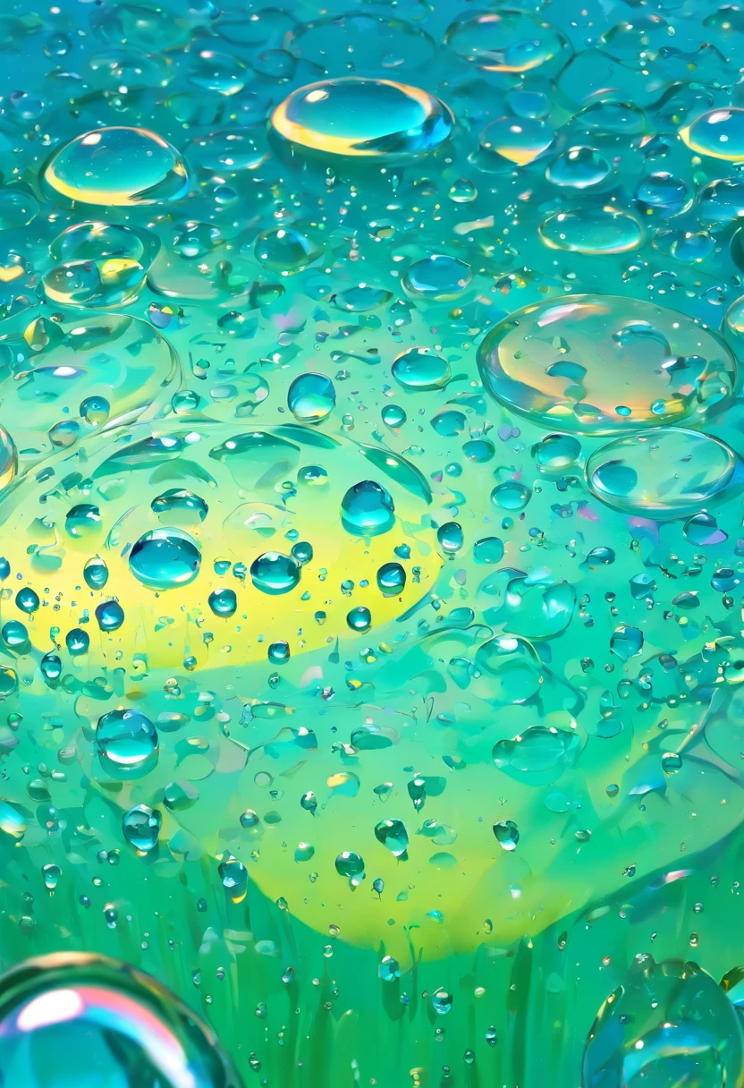 an abstract shot of water droplets on a vibrating surface, with multiple droplets creating unique and unpredictable patterns, showcasing the chaos and beauty that arises from the influence of vibration on water