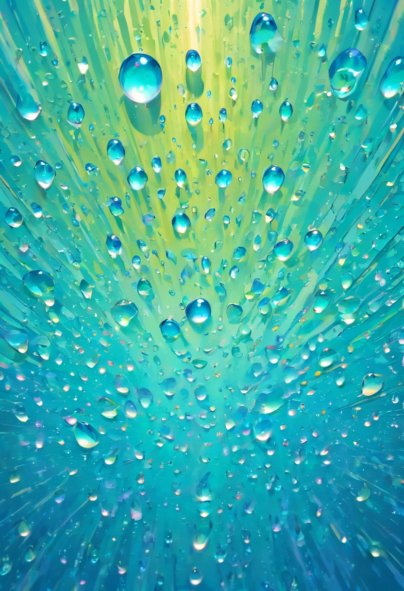 an abstract shot of water droplets on a vibrating surface, with multiple droplets creating unique and unpredictable patterns, showcasing the chaos and beauty that arises from the influence of vibration on water