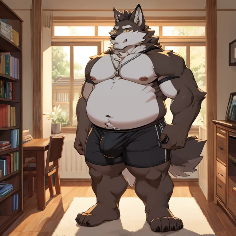 Chubby dwolf with a giant bulge in his underwear