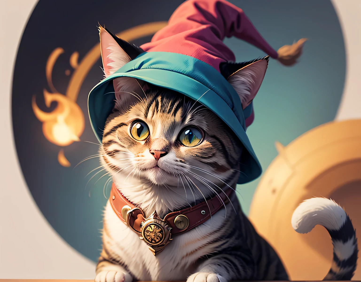 cat with wizard hat, art for sticker cat, colorful art for sticker