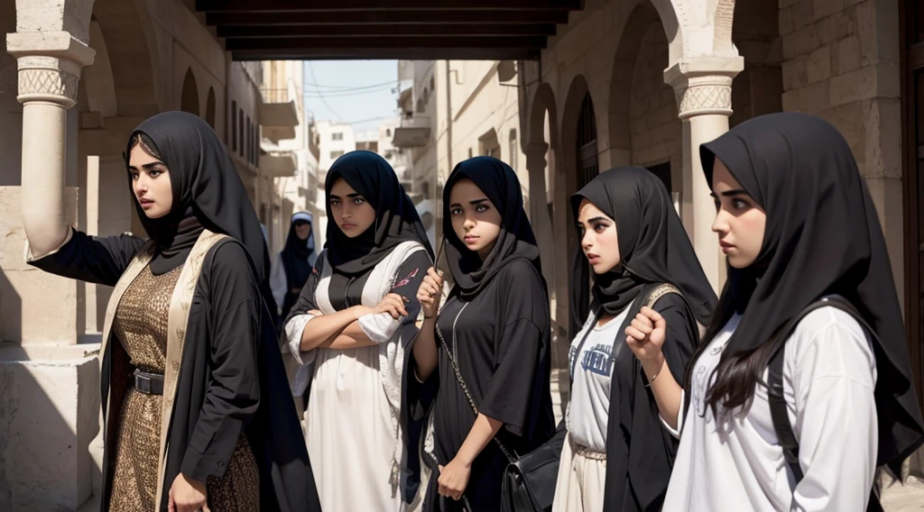 A group of angry Arab girls