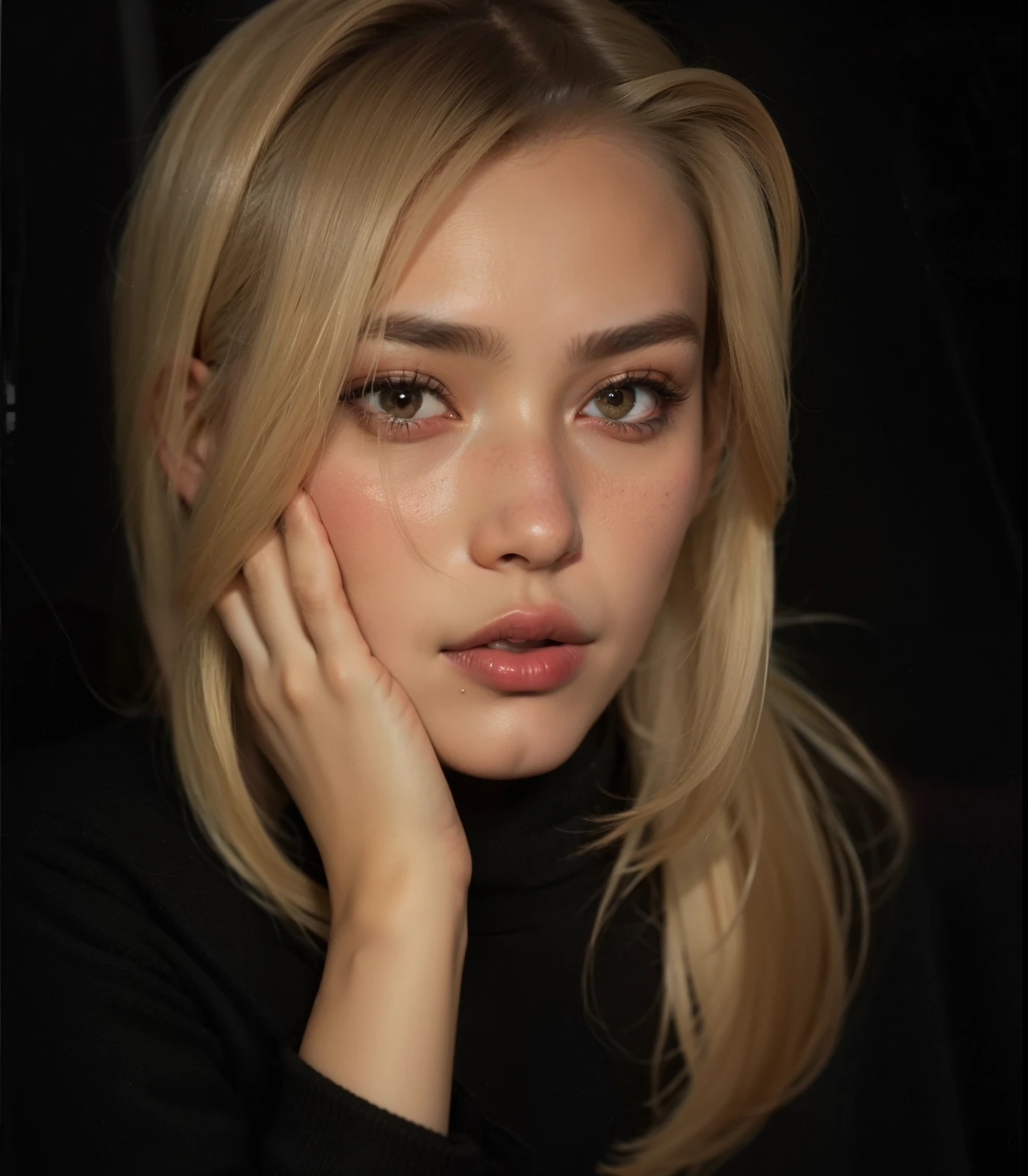 um close up de uma mulher com uma camisa preta e um fundo preto, 18 anos, rosto perfeito ), Yelena Belova, Anastasia Ovchinnikova, Taran Dasha, imagem de perfil, Alexandra Waliszewska, Olga Buzova, julia gorokhova, Estilo de Julia Razumova, menina atraente