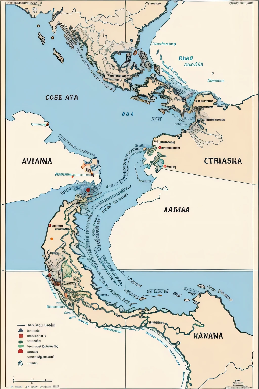 Complete world map of a fictional world, onde habitam somente criaturas pequenas. The map is seen from above, bem desenhado. The map has only 5 countries,  and within countries there is the division of states. No mapa existem rios e oceanos, cold and hot areas, norte sul leste oeste e deve ser visualmente interessante. Countries have interesting routes for war strategies. The map is a 2D illustration with vivid colors. Full HD