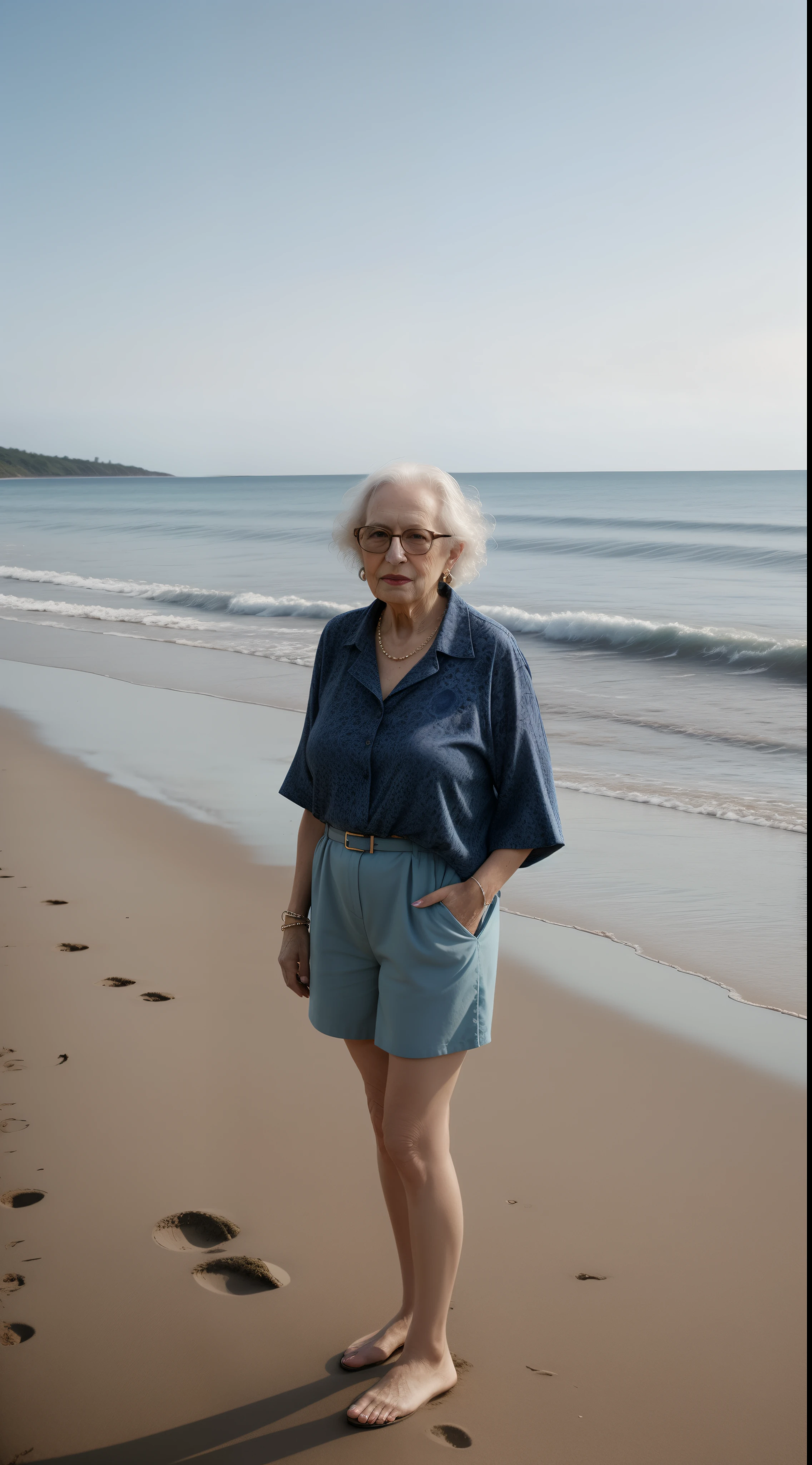 there is a woman standing on the beach with an umbrella, at a beach, grandma, she is about 7 0 years old, 70 years old, 7 0 years old, at the beach, woman on the beach, older woman, the look of an elderly person, standing at the beach, annie liebowitz, in the beach, by Kurt Roesch
