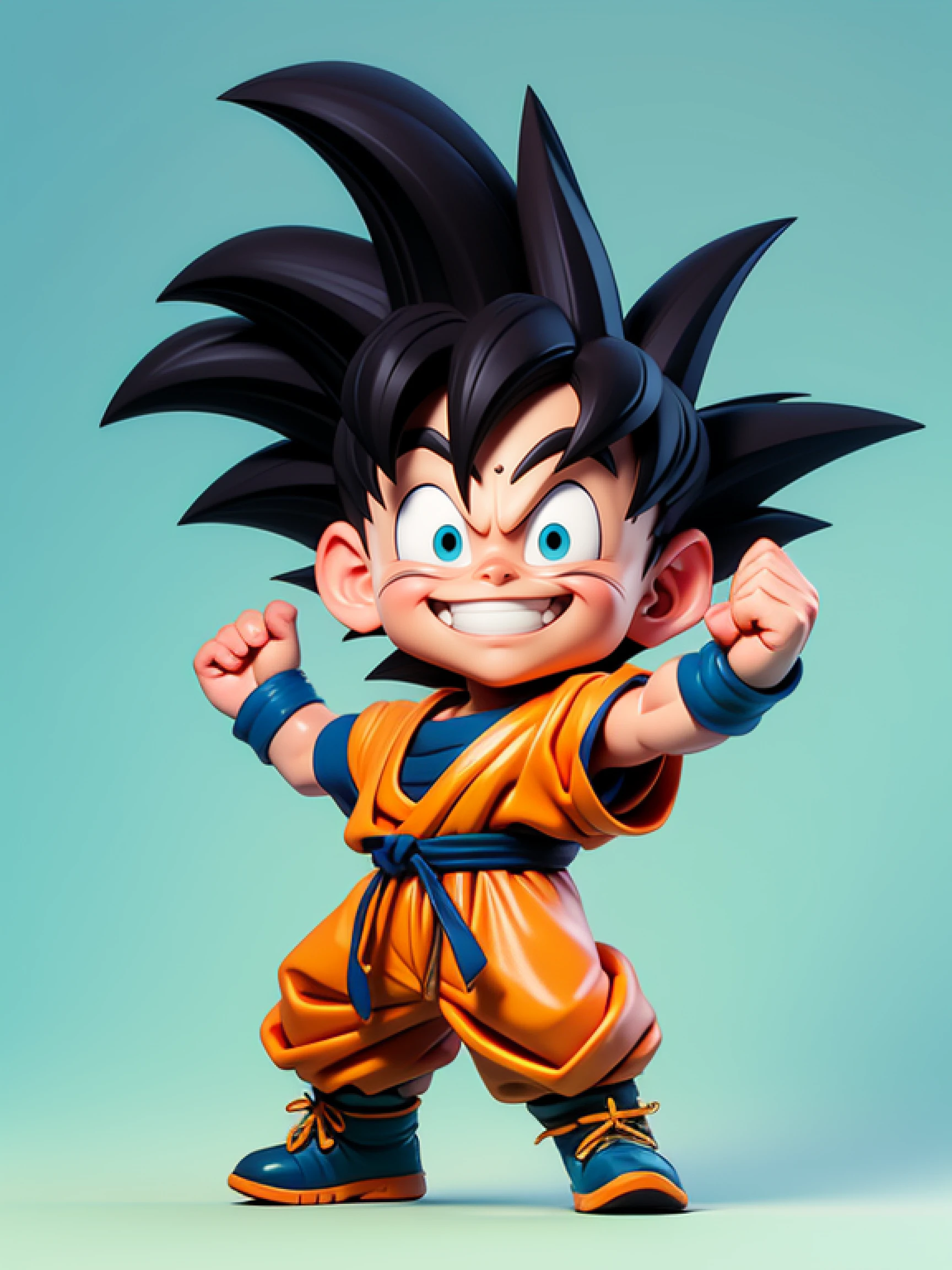 1 man, solo, Son goku with both arms up, genkidama, simple background, akira toriyama style, dragon ball. sticker, gran calidad, vector, HD, happy face, smiling