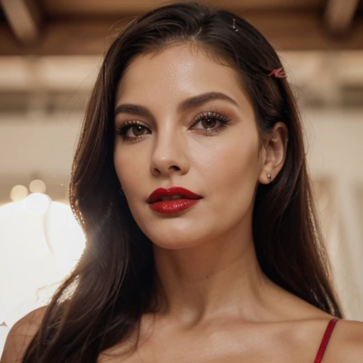 master part, ,(sozinho:1.1), rosto perfeito, (clear lighting:1.2),belos olhos detalhados, Rosto extremamente detalhado, perfect lighting,master part, best quality, ((Mature female)), ((mama grandes)), 30yo female, 1girl, red lips, loira curta, Cabelos lisos ,provocador, provocar, lips, lipstick, red lips, red lipstick, MILF, mama grande , sorrir, Woman, bold lips, thick lips , parte superior do corpo