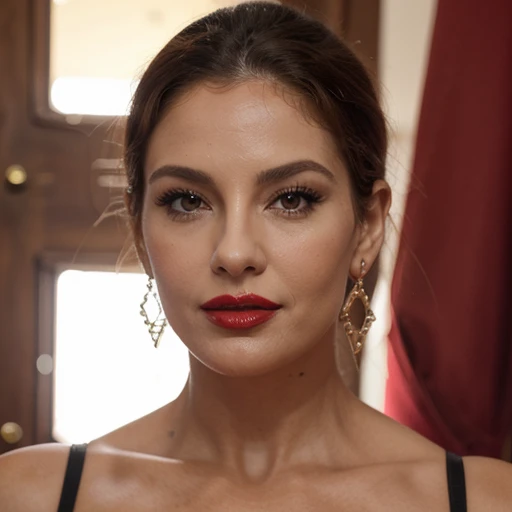 master part, ,(sozinho:1.1), rosto perfeito, (clear lighting:1.2),belos olhos detalhados, Rosto extremamente detalhado, perfect lighting,master part, best quality, ((Mature female)), ((mama grandes)), 30yo female, 1girl, red lips, loira curta, Cabelos lisos ,provocador, provocar, lips, lipstick, red lips, red lipstick, MILF, mama grande , sorrir, Woman, bold lips, thick lips , parte superior do corpo