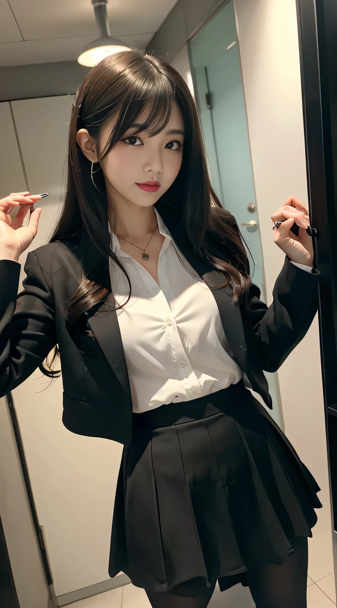 LTRA Details、japanes、Fascinating beauty、Dainty woman、Piercing eyes、Cool Girl、Wavy Hair、Suit、jaket、Blouse、tight skirts、Black pantyhose、shiny pantyhose、Evil Female Executive、Evil Fall、brainwash、lacy fabric、Glossy legs、black lipstick、Lip gloss、Smirk、wickedな表情、Suspicious look、Hollow eyes、wicked、Reaching out、Arms up、In the darkroom、Hold your hand over it、seductiv、Pendants