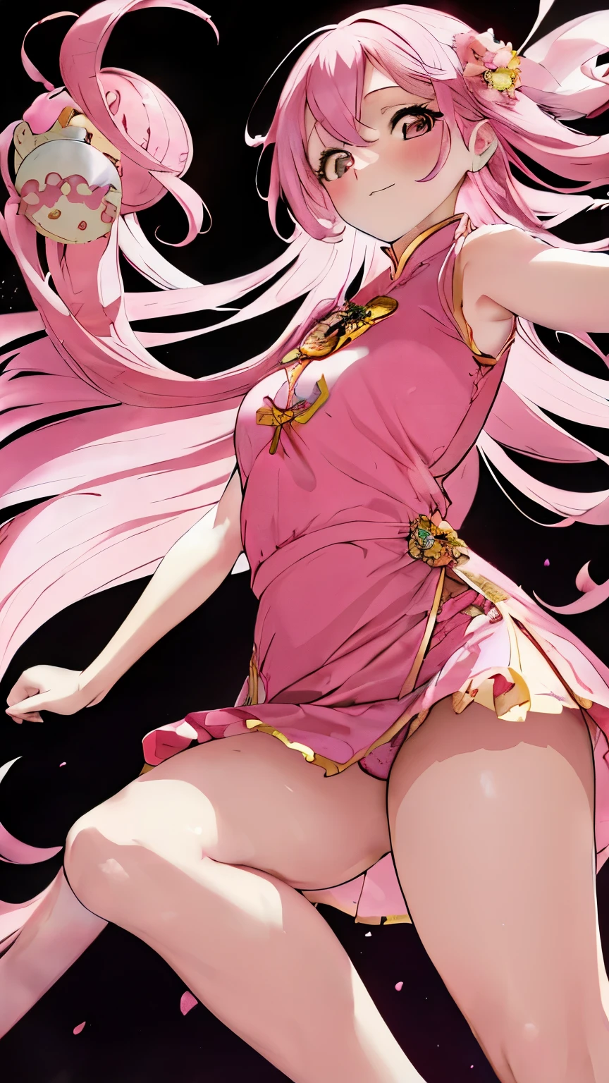 anime girl with pink hair and pink dress holding a clock, extremely detailed artgerm, digital art on pixiv, artgerm. high detail, cushart krenz key art feminine, artgerm. anime illustration, artgerm lau, anime goddess, pixiv, cute anime waifu in a nice dress, artgerm detailed