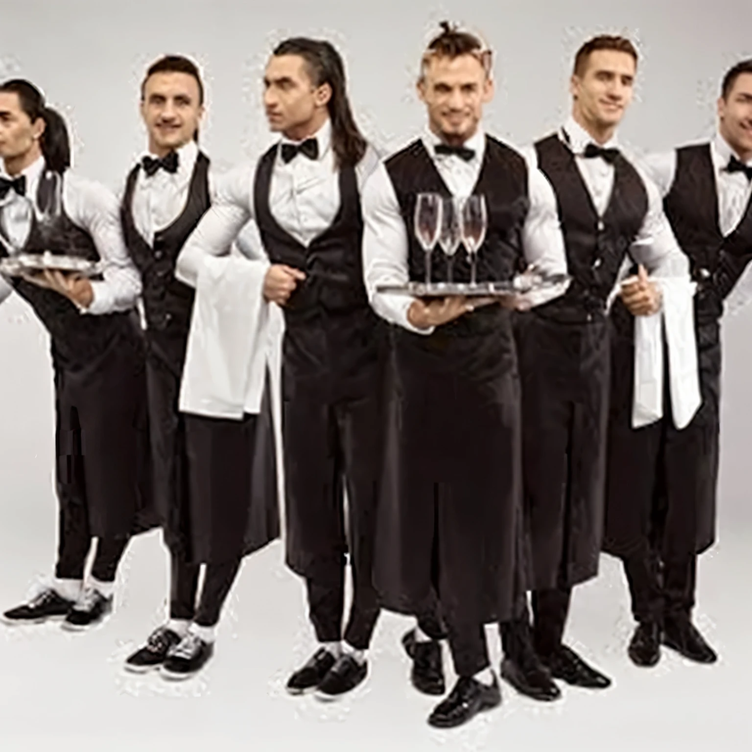 all the waiters are bodybuilder & having Muscular body
