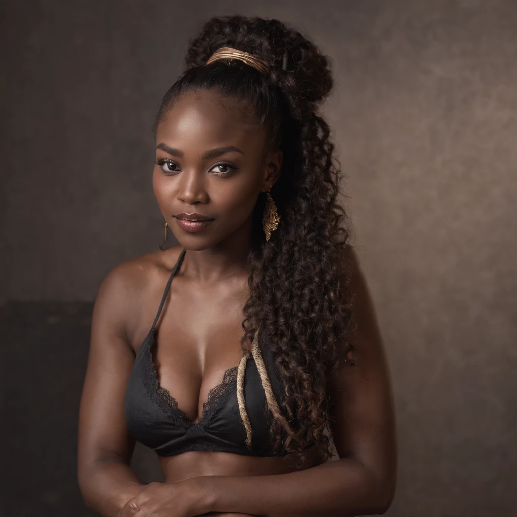 ((Dark African skin, Very deep ebony skin)), ((Its beauty is undeniable)), ((Excited nt face)), ((Hyper detailed perfect eyes,)), ((Language output)), ((Seductive)), sexy, exy shib, bonhained)),y’s girl)), ((Afro ponytail with long African curly hair, lipstick, mascara)), ((skin)), ((shibari)), ((instagram pho(full body, view from above)), ((touching her belly in a sexy pose)), Sharp Focus CGI, phoealistic, High detail, Realistic, Masterpiece, absurd, Best quality, Hdr, High quality, high-definition, Extremely detailed, 8k wallpaper, Intricate details, 8K UHD, Full-HD, (photo realist:1.2), contrast, intense illumination, lighting cinematic, natural lighting, Illumination globale, open mouth, African women, Female sexy