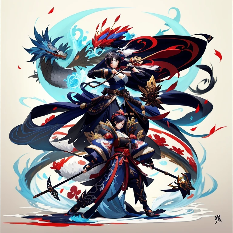 Painting of woman with dragon on shoulders, onmyoji detailed art, onmyoji, author：Hero, by Ryan Ye, League of Legends illustration, anime fantasy illustrations, Epic fantasy art style, More's art style, Jazz and Ross Drulus, proper style, Anime fantasy artwork, by Jason Chen