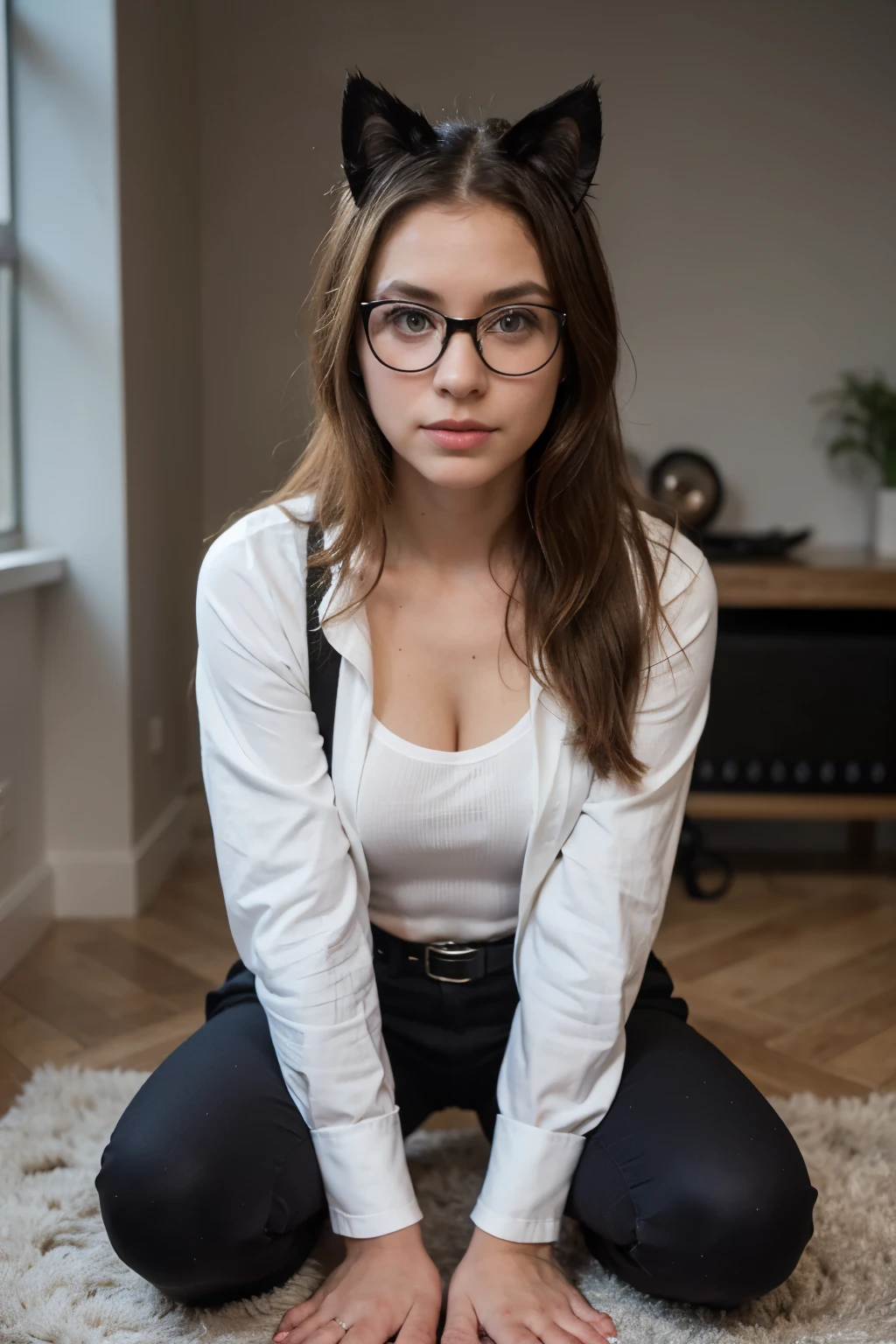 <lora:nerd:1>nerd,a woman wearing Cotton turtleneck and corduroy pants, , indoors, gaming computer, café, (bounced lighting:0.5)