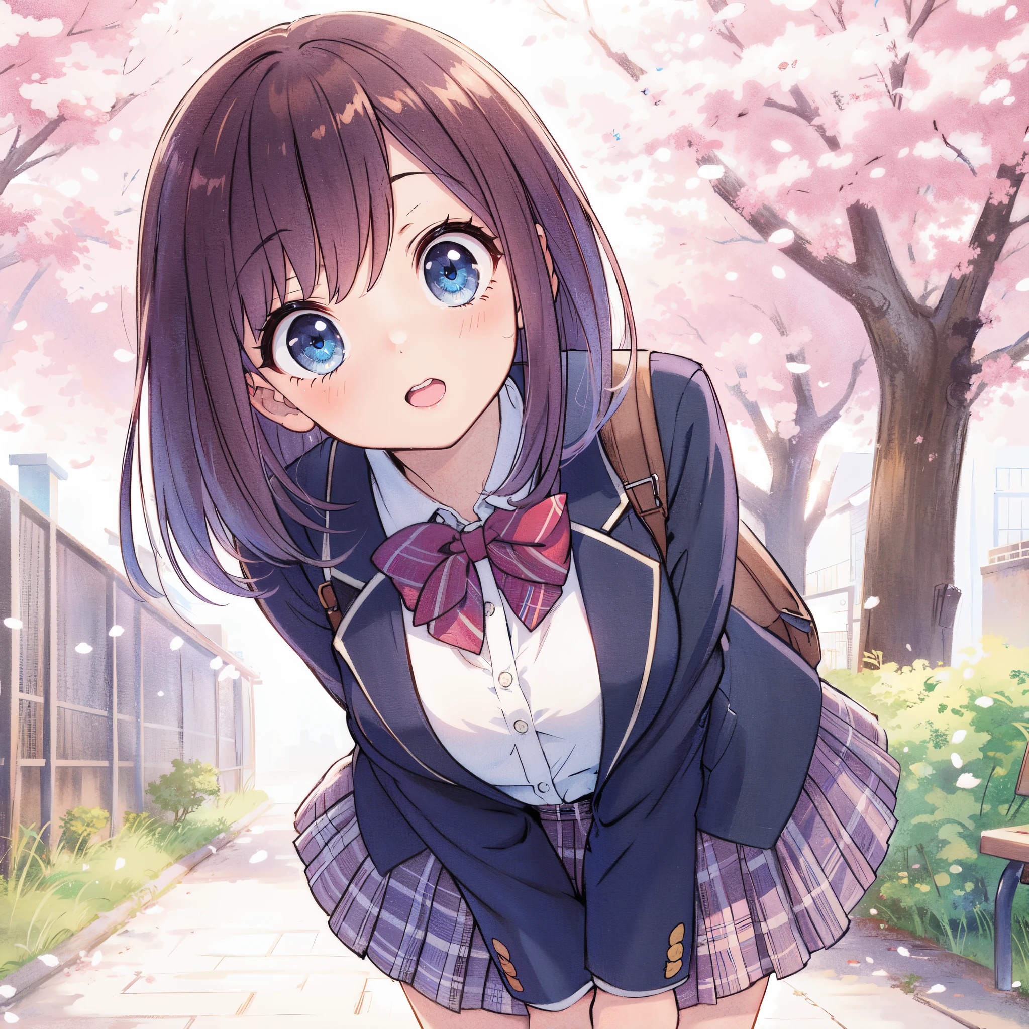 anime girl with blue eyes and a bow tie in a school uniform, beautiful anime high school girl, anime visual of a cute girl, kawaii realistic portrait, cute anime girl, smooth anime cg art, anime style 4 k, clean detailed anime art, anime moe artstyle, digital anime illustration, pretty anime girl, visual novel cg, beautiful anime girl, young anime girl