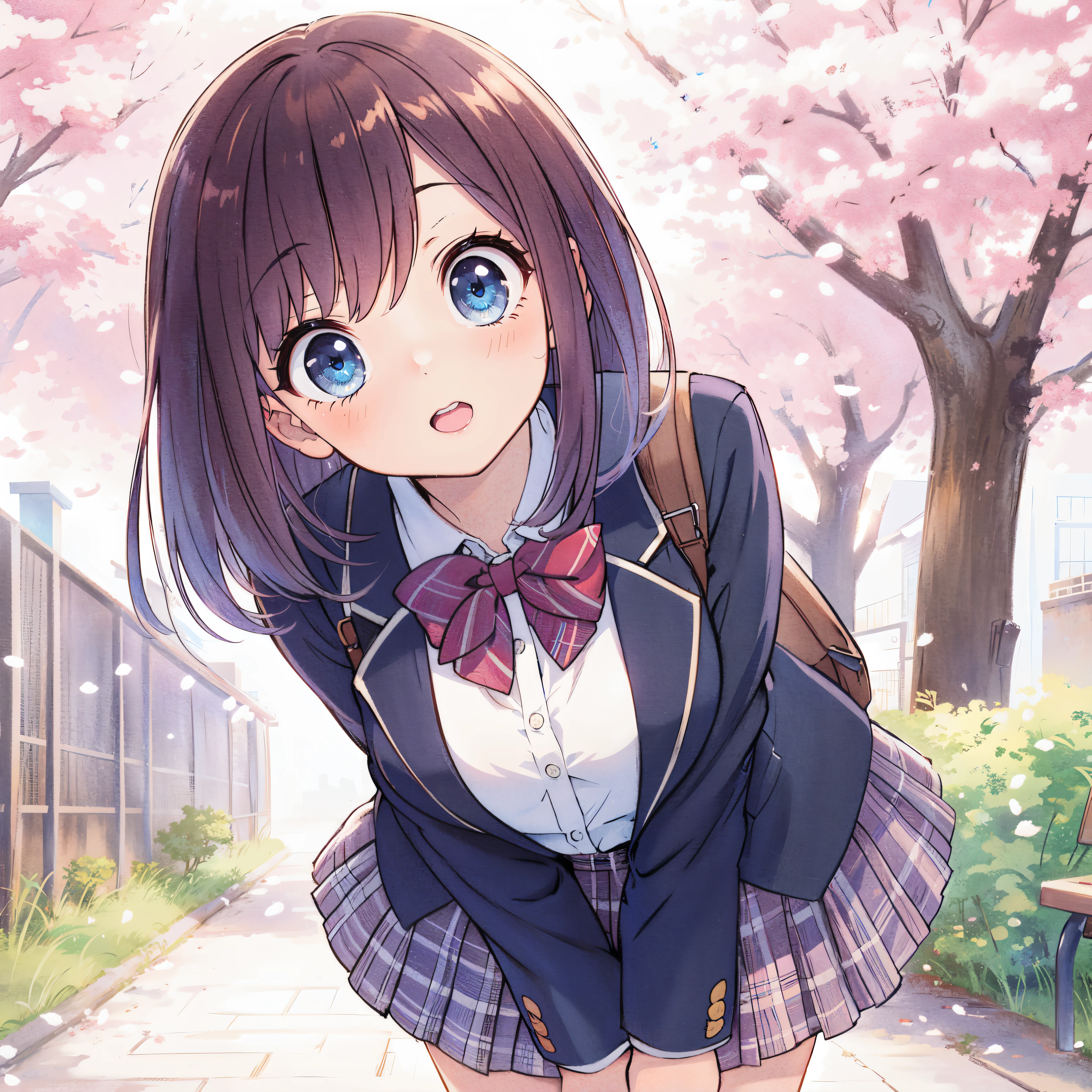 anime girl with blue eyes and a bow tie in a school uniform, beautiful anime high school girl, anime visual of a cute girl, kawaii realistic portrait, cute anime girl, smooth anime cg art, anime style 4 k, clean detailed anime art, anime moe artstyle, digital anime illustration, pretty anime girl, visual novel cg, beautiful anime girl, young anime girl