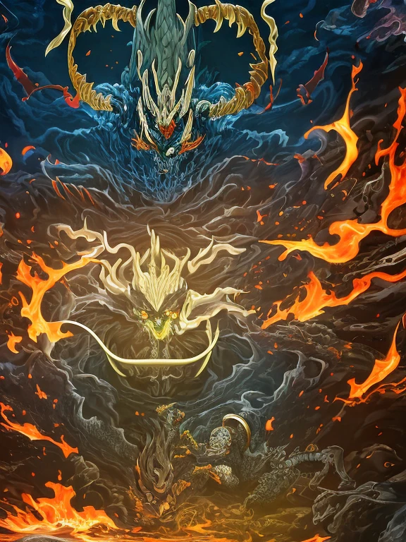 (((Persian demon))) best quality, ultra-high resolution, 4K-Detail-CG, Meisterwerk, ANGRA MAINYU,God of destruction and darkness, Persische Kleidung,Persische Mythologie, Iran,Persisches Reich,((stehend)) Persischer Malstil, Aesthetics, beautiful image, Depth of field, zentriert auf der Leinwand