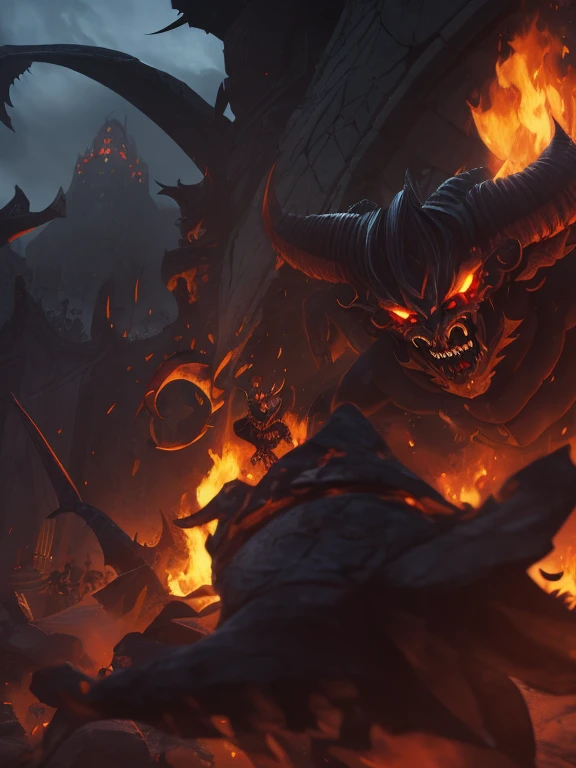 ((Um no, Pumped male demon with hairy dragon appearance and yellow eyes dawns with the (red skinned) e um corpo humanóide com feições feias que mostra sua força Intimidating Enforcera cheia de luxúria e malícia mostrando sua língua preta e dentes afiados babando se masturbando sentado com as coxas abertas olhando de um jeito que parece desafiador, Intimidating Enforcer, shameless, luxurious and seductive, (part of penile heresion, head appearing and becoming thick and hard so that your balls demonstrate satisfaction and relief with greater, bottom balls)), (there is another pumped humanoid demon, but he has white skin, Beyond the mouth, penetration between the groin, sucking the heresy on the penis, gay oral sex, looking satisfied, gaping mouth, gasping, tongue out) they covered his penis with their mouth