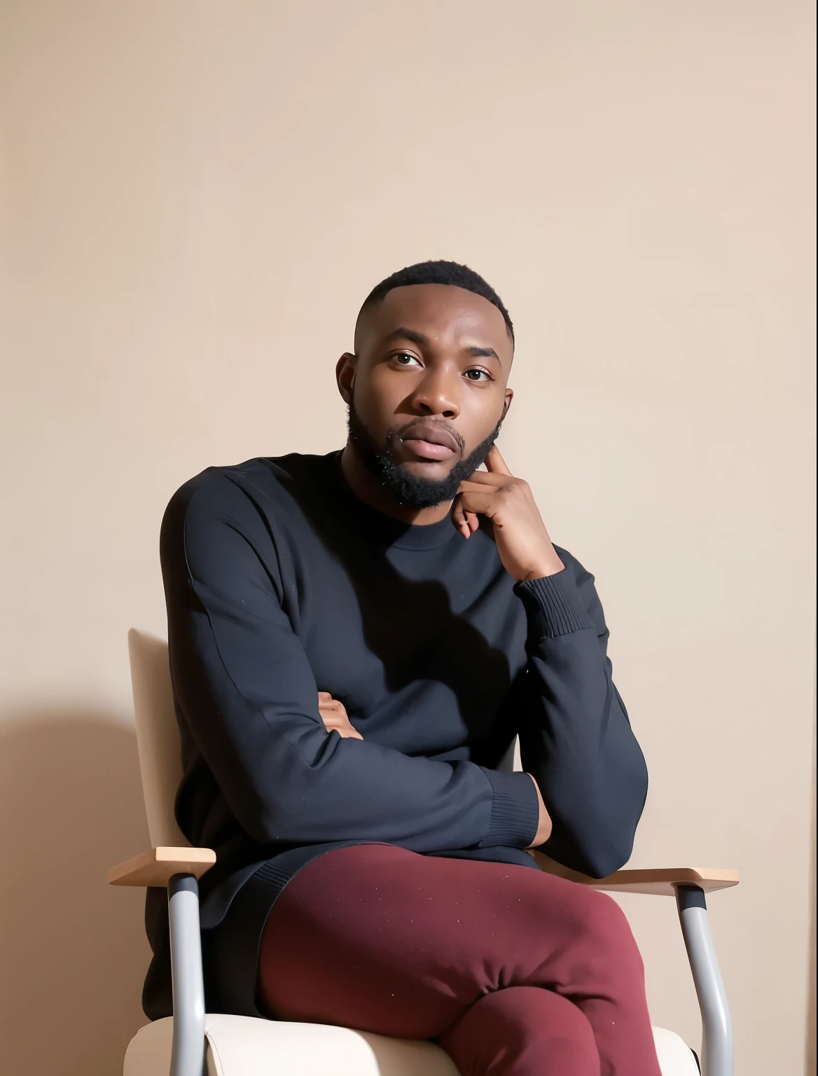 there is a man sitting in a chair with his feet up, Godwin Akpan, David Uzochukwu, inspired Directed by: Chinwe Chukwuogo-Roy, 2 7 anos, Directed by: Chinwe Chukwuogo-Roy, 2 8 anos, 2 9 anos, oi marca ( Akwaaba Tommy ), 2 4 anos