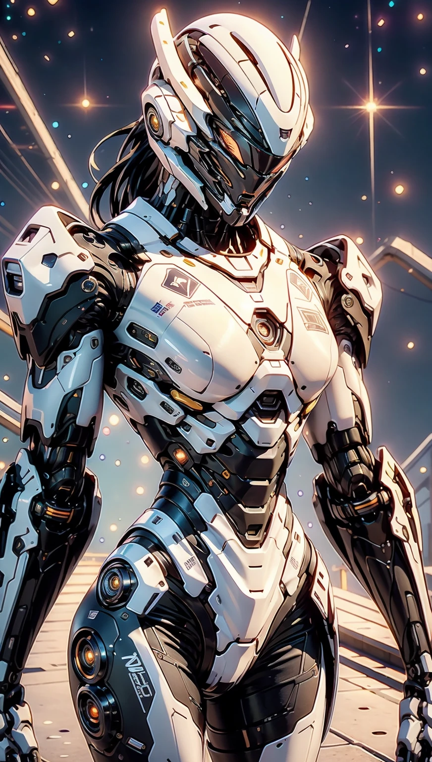 (1 girl), (megan fox:1.25), (skin tight cybernetic android mecha armor:1.25), (muscular female android:1.25), nijistyle, rfktr_technotrex, exploring planets, alien worlds, exotic locations, deep-space, unknown terrors, galactic nebulas, star studded cosmos, fcPortrait, HDR (High Dynamic Range), Ray Tracing, NVIDIA RTX, Super-Resolution, Unreal 5, subsurface scattering, PBR texturing, Post-processing, anisotropic filtering, Depth of field, Maximum clarity and sharpness, multilayer textures, specular and albedo maps, surface shading, Accurate simulation of light-material interaction, perfect proportions, Octane rendering, dual-tone lighting, ISO baixo, white-balance, rule of thirds, 8K RAW, sub-pixel convolution, luminescent particles,