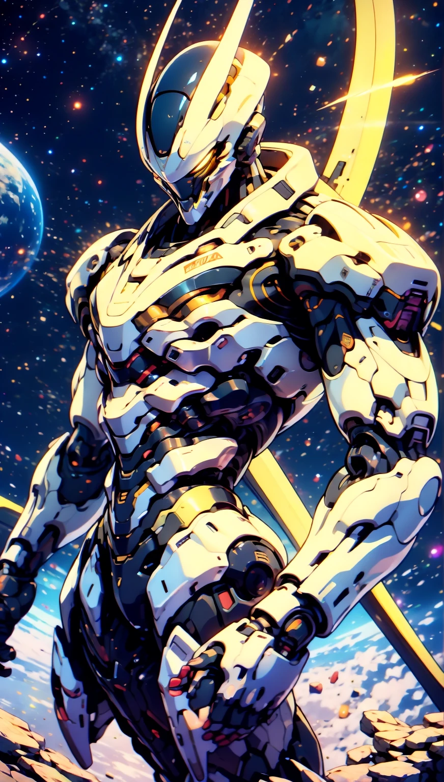 (1 girl), (megan fox:1.25), (skin tight cybernetic android mecha armor:1.25), (muscular female android:1.25), nijistyle, rfktr_technotrex, exploring planets, alien worlds, exotic locations, deep-space, unknown terrors, galactic nebulas, star studded cosmos, fcPortrait, HDR (High Dynamic Range), Ray Tracing, NVIDIA RTX, Super-Resolution, Unreal 5, subsurface scattering, PBR texturing, Post-processing, anisotropic filtering, Depth of field, Maximum clarity and sharpness, multilayer textures, specular and albedo maps, surface shading, Accurate simulation of light-material interaction, perfect proportions, Octane rendering, dual-tone lighting, ISO baixo, white-balance, rule of thirds, 8K RAW, sub-pixel convolution, luminescent particles,