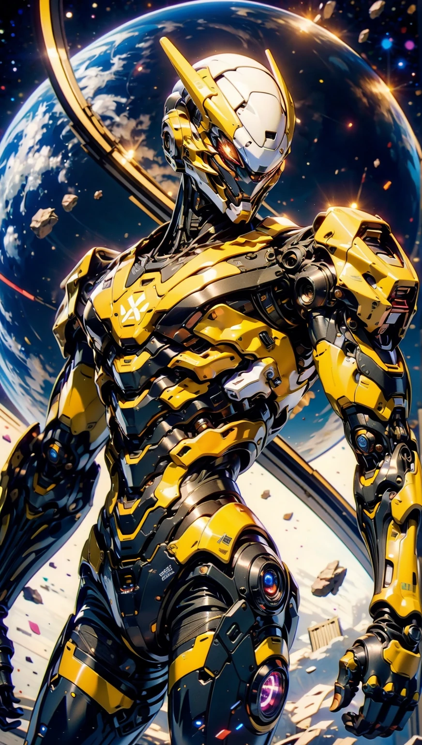 (1 girl), (megan fox:1.25), (skin tight cybernetic android mecha armor:1.25), (muscular female android:1.25), nijistyle, rfktr_technotrex, exploring planets, alien worlds, exotic locations, deep-space, unknown terrors, galactic nebulas, star studded cosmos, fcPortrait, HDR (High Dynamic Range), Ray Tracing, NVIDIA RTX, Super-Resolution, Unreal 5, subsurface scattering, PBR texturing, Post-processing, anisotropic filtering, Depth of field, Maximum clarity and sharpness, multilayer textures, specular and albedo maps, surface shading, Accurate simulation of light-material interaction, perfect proportions, Octane rendering, dual-tone lighting, ISO baixo, white-balance, rule of thirds, 8K RAW, sub-pixel convolution, luminescent particles,