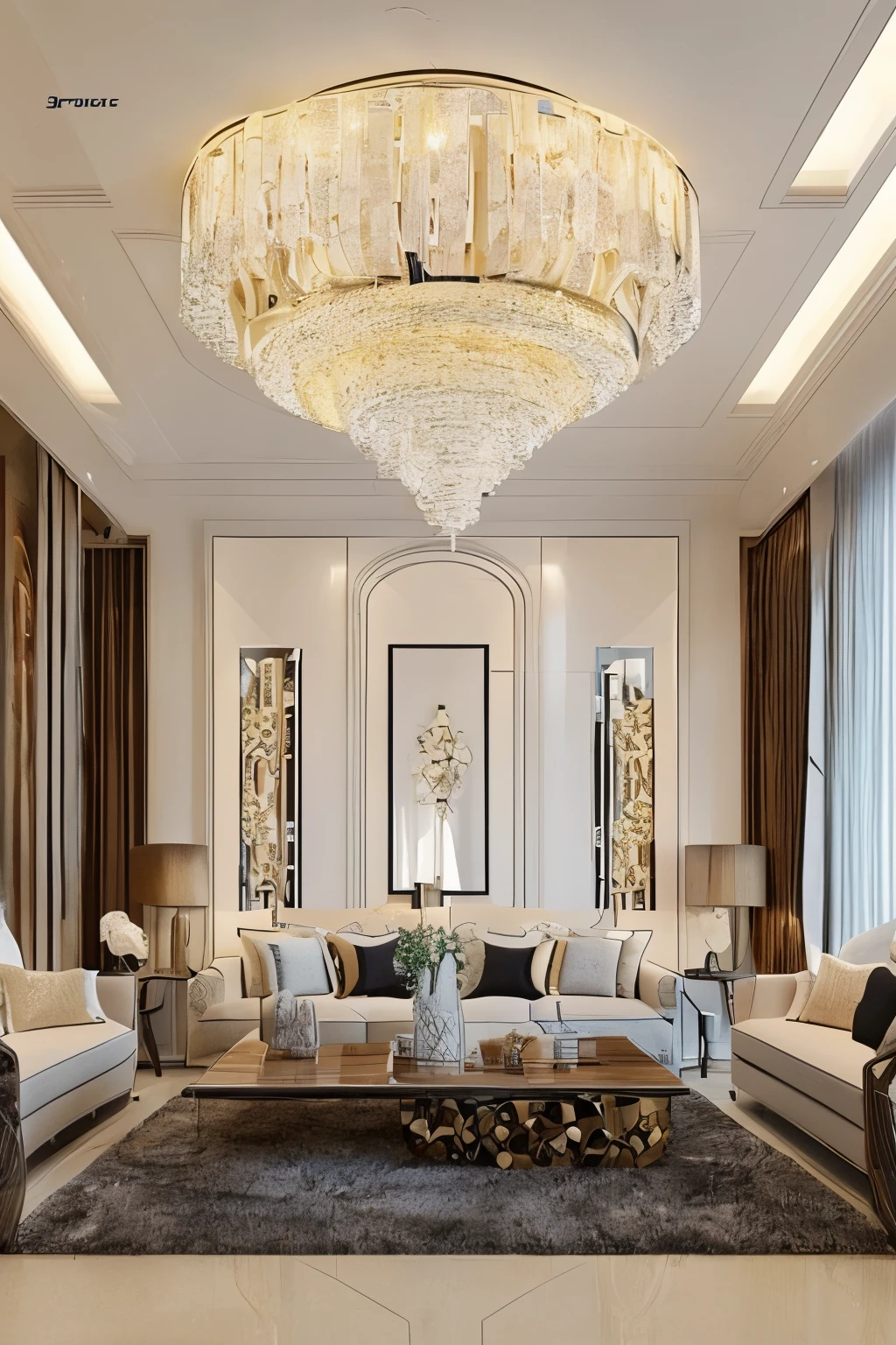 Home bedroom modern mansion high quality 8k realistic home decor evening sunlight chandeliers rich decor home