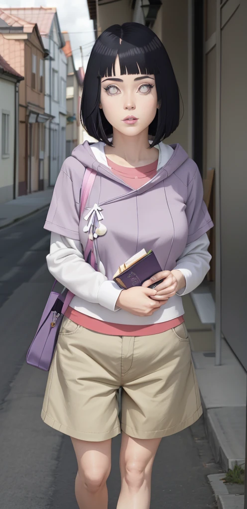 {-erro_de_anatomia:1.0}master part, absurdos, Hinata\(Boruto\), 1girl, sozinho,Mature female, Capuz roxo,mangas em camadas, brown pants, ao ar livre, Campo de flores de lavanda, looking at the petals), Cloudy sky, perfect composition, circunstanciado lips, peito grande, beautiful face, body propotion, corar, (pink lips), cabelos curtos, lilac eyes, olhar suave, super realistic, circunstanciado, Photo Session, rosto e corpo realistas, Realistic hair, olhos realistas, nariz realista, realistic lips, brown pants, anime, andando sob as petalas de flores, lilac sneakers