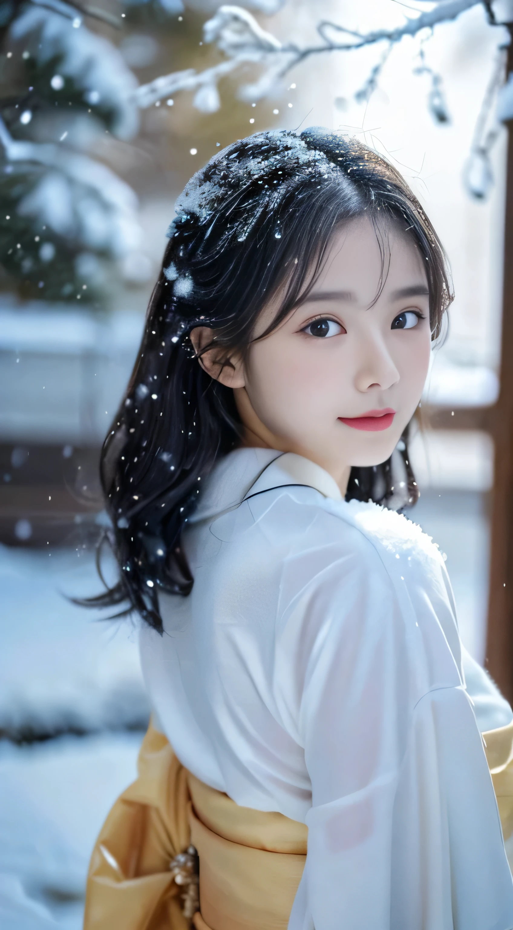 (Relax naked:1.0), (nudde:1.0),、(Kimono 1.2),(top-quality,masterpiece:1.3,超A high resolution,),(ultra-detailliert,Caustics),(Photorealsitic:1.4,RAW shooting,)Ultra-realistic capture,A highly detailed,high-definition16Kfor human skin、 Skin texture is natural、、The skin looks healthy with an even tone, Jui, Use natural light and color,One Woman,japanes,,kawaii,A dark-haired,Middle hair,(depth of fields、chromatic abberation、、Wide range of lighting、Natural Shading、)、、(Falling snow:1.2)、(Hair swaying in the wind:1.1)、(Snow reflects light:1.2)、Back lighting