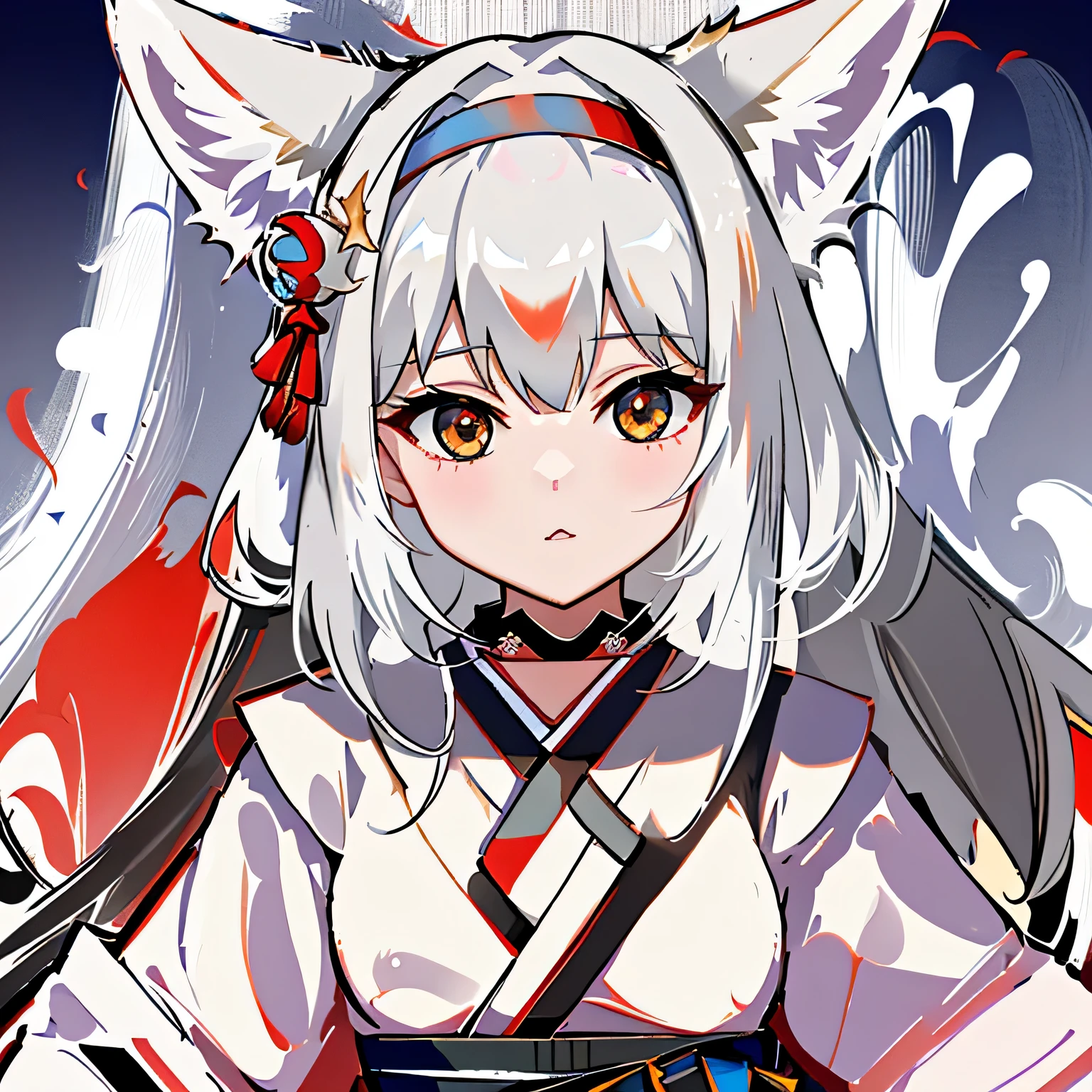 NSFW,(Best quality,4K,8K,A high resolution,tmasterpiece:1.2),ultra - detailed,actual:1.37,Japanese cartoons,beautidful eyes,Long white hair,vibrant with colors,Black dress,Red collar,Beautiful fox girl,white fox,fox ear,detailed《Tomorrow eveniniddle《Soul Tamer》,hair adornments,white fox Japanese cartoons,a purple eye,beautiful Japanese cartoons cat girl,portrait of a fox,white hair and Red collar Japanese cartoons girl,Soul Tamer的详细艺术作品,white hair and Red collar,white Kitsune with Red collar,Beautiful fox woman,Portrait of ghost tamer and fox,Light effect,Traditional Japanese style,spiritual ambiance,unique hairstyle,Colorful kimono,Tranquil garden background for boys