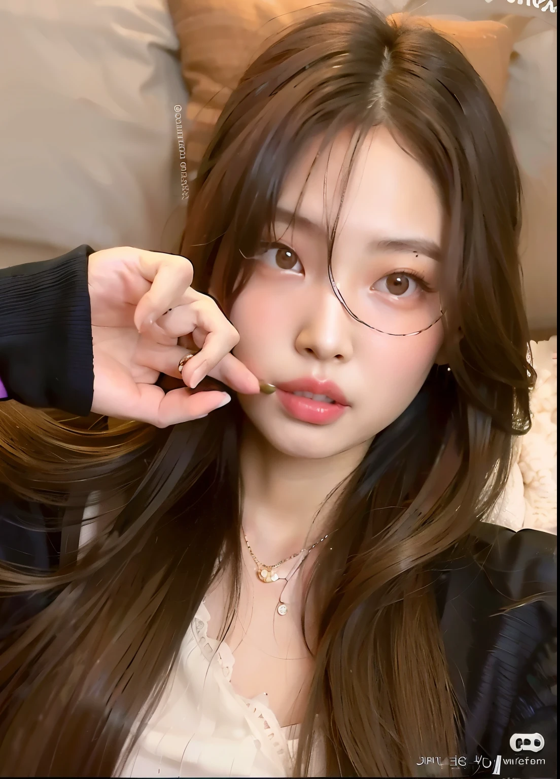 Arafed Asian woman with long brown hair and a black jacket, ulzzang, 8k selfie photograph, Joven y adorable rostro coreano, Hermosa joven coreana, Jaeyeon Nam, Cara delicada y encantadora, Wan adorable cara coreana, con cara linda - fina -, Chica coreana, Hermosa joven coreana, Hermosa mujer surcoreana, con el pelo largo, Heonhwa Choe