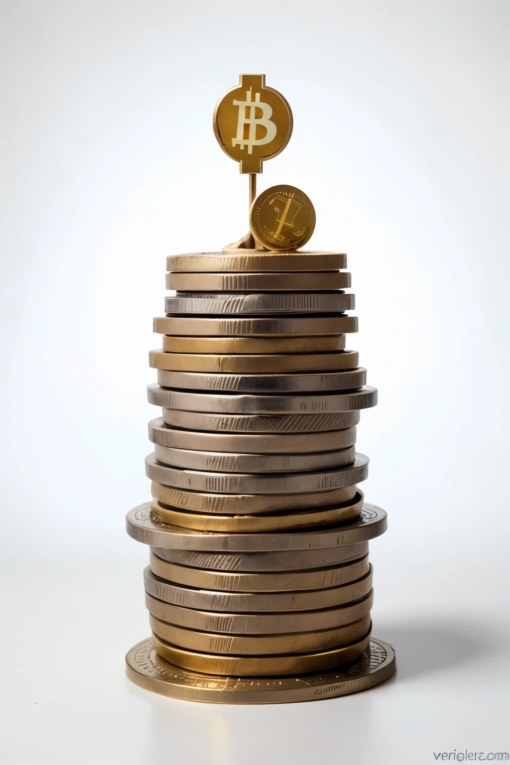 2D Logo, picture drawing vector graphic, clip art create a mascot “ stack of coins like a cake” for a company providing signals for cryptocurrencies