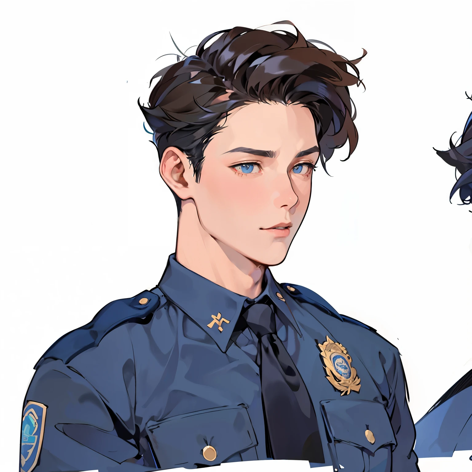 anime character of a man in uniform with a tie and a tie, character design police man, character design police man!!, professional character design, police, high quality fanart, male character design, police officer, officer, akehiko inoue and ross tran, ross tran and bayard wu, wearing a police uniform, jin shan and ross tran, official fanart