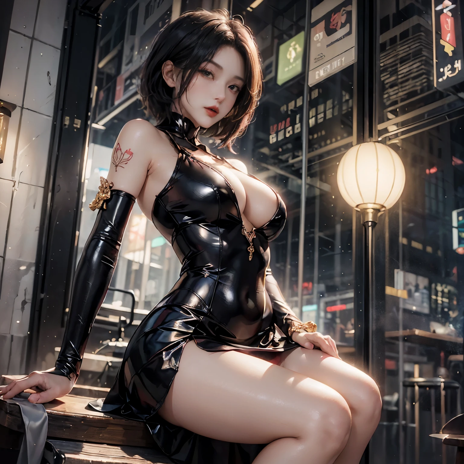 ((Raw photography,top-quality,hight resolution,Ray tracing,nffsw,Best Quality,Post-processing,portlate.3D,PureErosFace_V1:0.7,),(( Shiny dark red leather bondage outfit,golden luxury embroidery,Dark red BDSM,mistress,Bold figure,tight skirts,)))((((short hair hair,Emphasize cleavage,huge tit:4.0,Thin leg,Otto's eye,Elaborate depiction of limbs,a small nose,Have a perfect body,sleeveless,Full-body figure,high-heels,)))),((tthin eyebrows,long eyelashes,smil,二重まぶた,Vibrant eyes,looking down on viewers,red lipsticks,)),Create beautiful light effects on the background,Light Particle Filter,(finerly detailed face:1.3),hotel,Sit on the sofa and cross your legs,