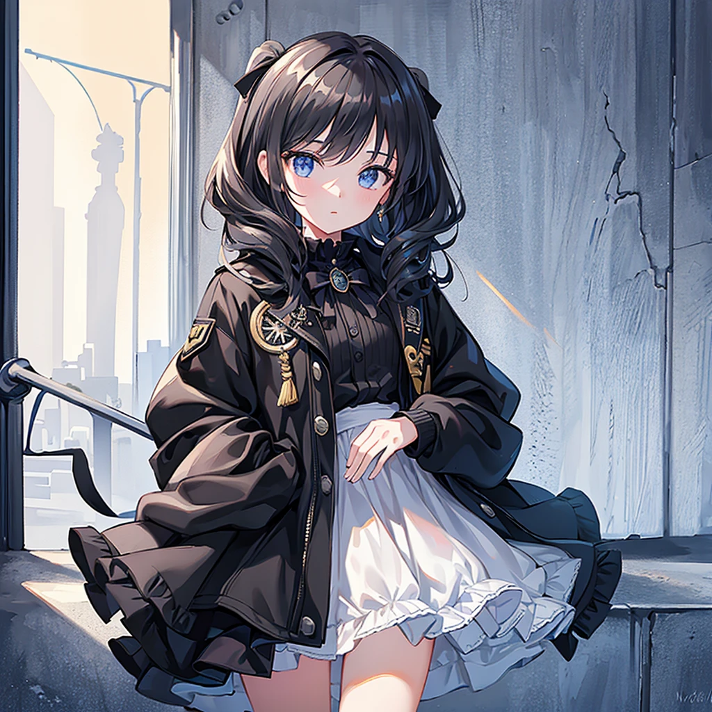 1girl,masterpiece, (8k, best quality, masterpiece:1.2),highly detailed,ultra-detailed,masterclass,best quality,illustration,hair_between_eyes,perfect lighting, cowboy shot, cv16,black jacket