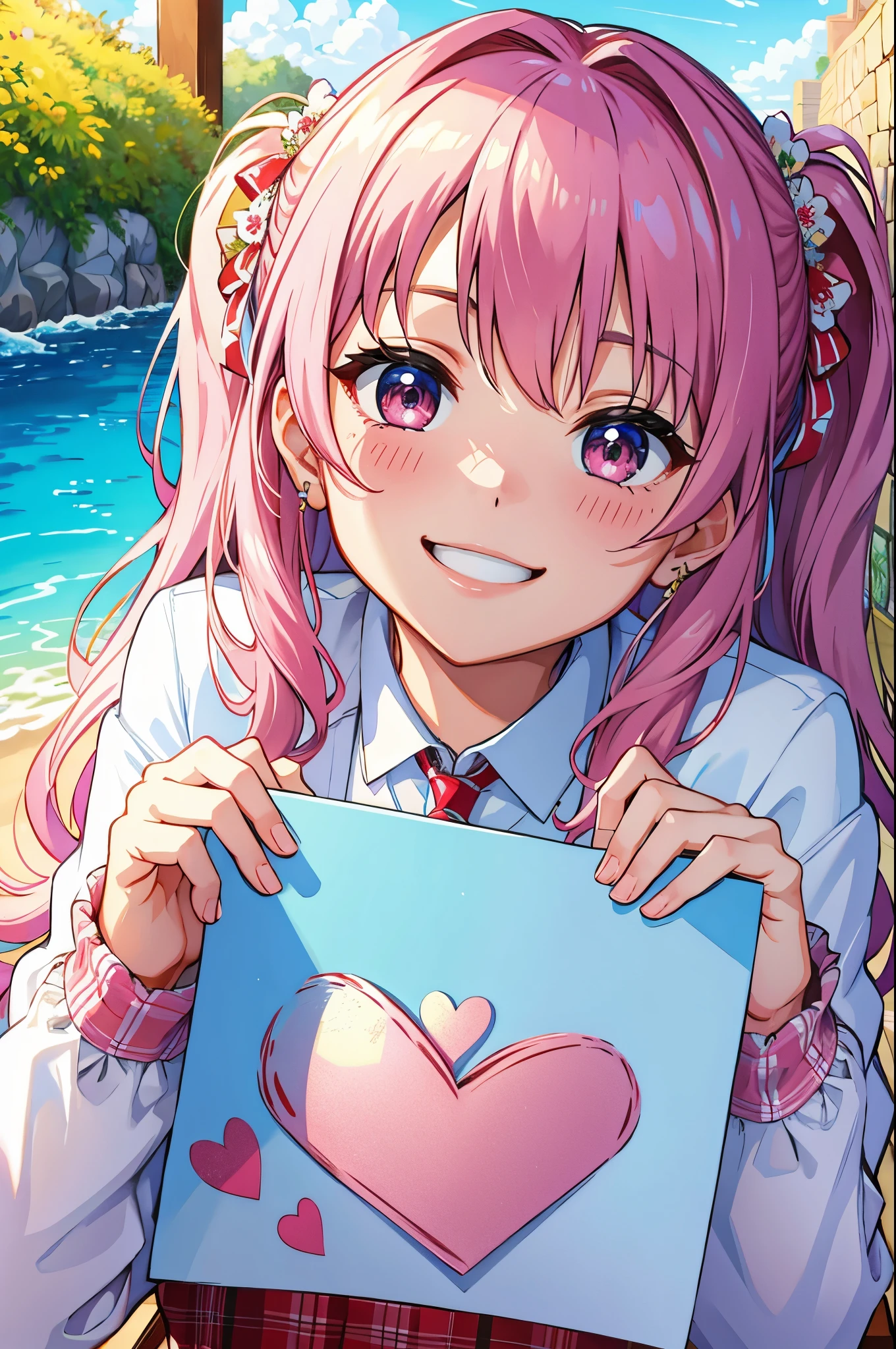 ultra-detailed, masterpiece, highest quality, love letter, pov,smile,blush